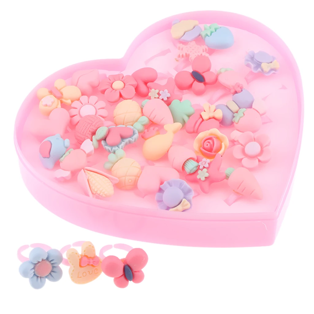 MagiDeal 36 Pieces Resin Finger Rings Pretend Play Jewelry for Little Girls