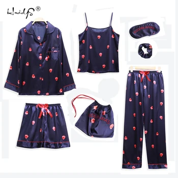 Summer Casual Women Silk 7pcs Pajamas Sets Satin Sleepwear Pyjamas Pajamas Female Sexy Long Pajamas and Short Pajama Set
Summer Casual Women Silk 7pcs Pajamas Sets Satin Sleepwear Pyjamas Pajamas Female Sexy Long Pajamas and Short Pajama Set