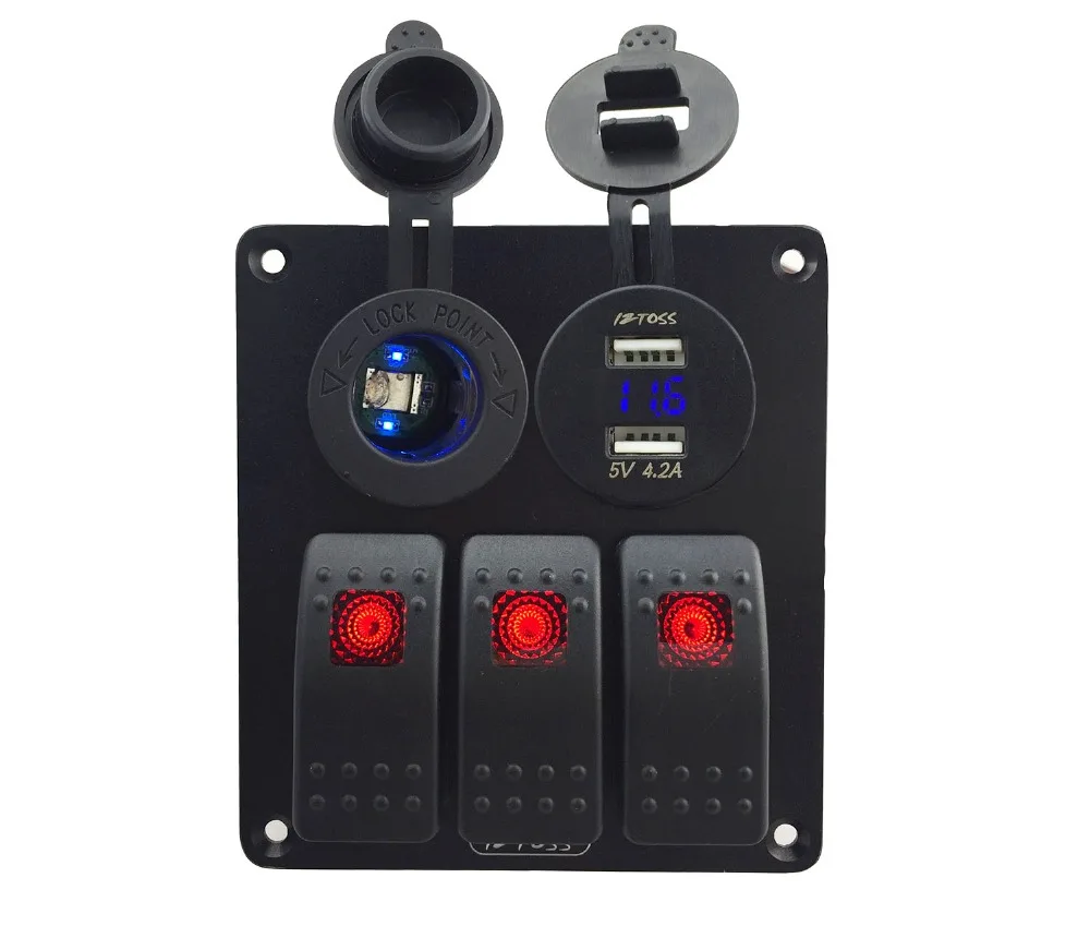 DC12V-24VPower socket+ Double USB 4.2A Power Outlet Charger voltmeter Socket Gang Red Rocker Switch Panelfor Marine Boat Car
DC12V-24VPower socket+ Double USB 4.2A Power Outlet Charger voltmeter Socket Gang Red Rocker Switch Panelfor Marine Boat Car