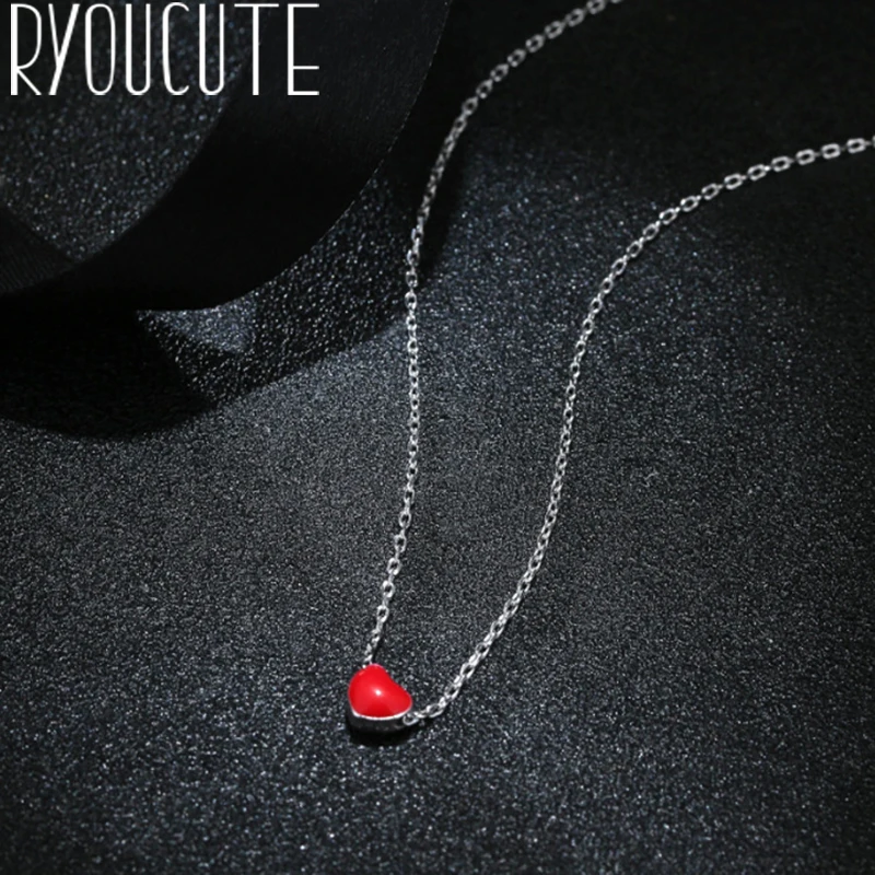 Korean Christmas Jewelry 925 Sterling Silver Red Heart Necklaces For Women Bijoux Femme Gifts Charm Necklaces Collar Collares
Korean Christmas Jewelry 925 Sterling Silver Red Heart Necklaces For Women Bijoux Femme Gifts Charm Necklaces Collar Collares