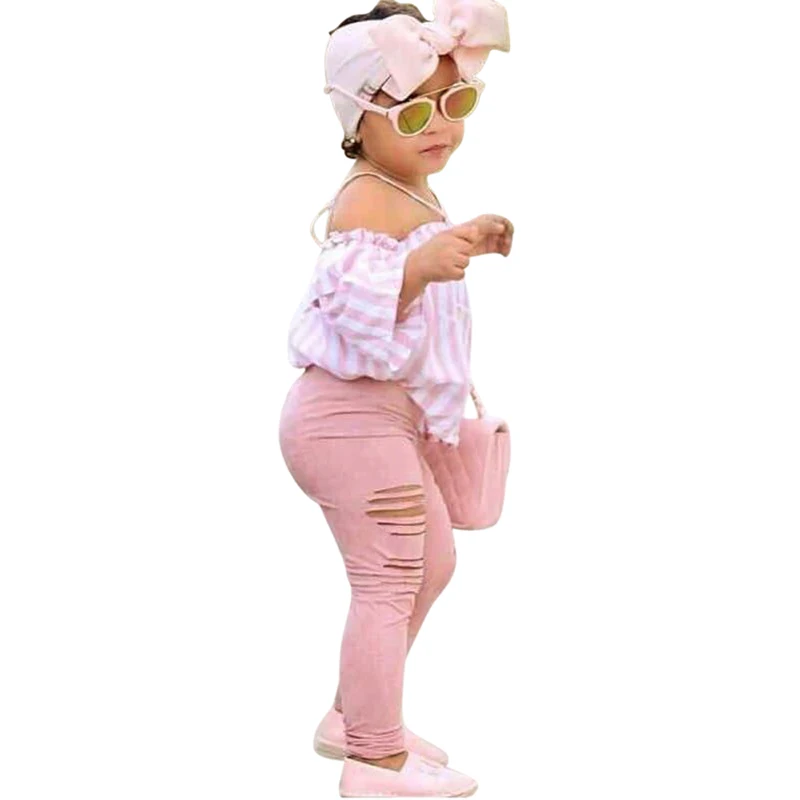 Rorychen 3Pcs Girls Clothes Fashion Off Shoulder Strapless Tops+Broken Holes Denim Jeans+Headdress Set for Children Outfits
Rorychen 3Pcs Girls Clothes Fashion Off Shoulder Strapless Tops+Broken Holes Denim Jeans+Headdress Set for Children Outfits
