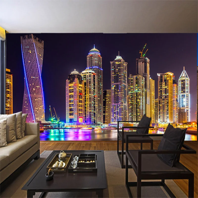 Us 11 62 40 Off Custom 3d Mural City Night View Wallpaper Bedroom Restaurant Ktv Bar Television Sofa Background Neon Light Wallpaper Mural In