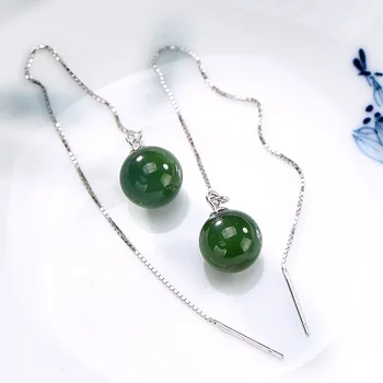 S925 pure silver inlay hetian jade jade restoring ancient ways round bead wholesale high-grade line ear stud earrings 
S925 pure silver inlay hetian jade jade restoring ancient ways round bead wholesale high-grade line ear stud earrings