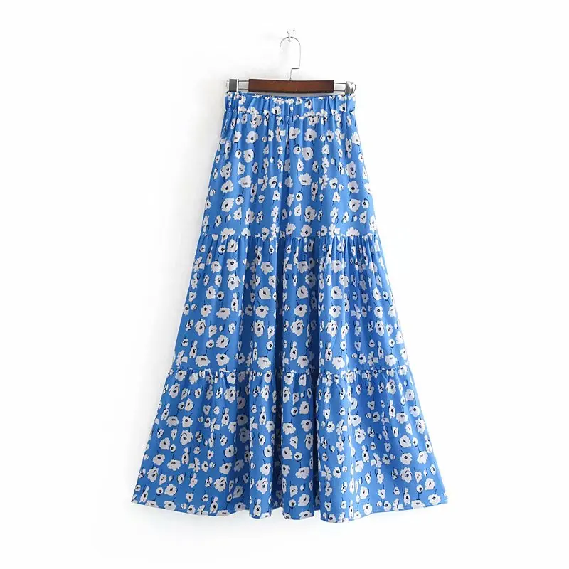 New Women fashion flower print pleated long skirt faldas mujer ladies elastic waist casual loose chic brand blue skirts QUN330
New Women fashion flower print pleated long skirt faldas mujer ladies elastic waist casual loose chic brand blue skirts QUN330