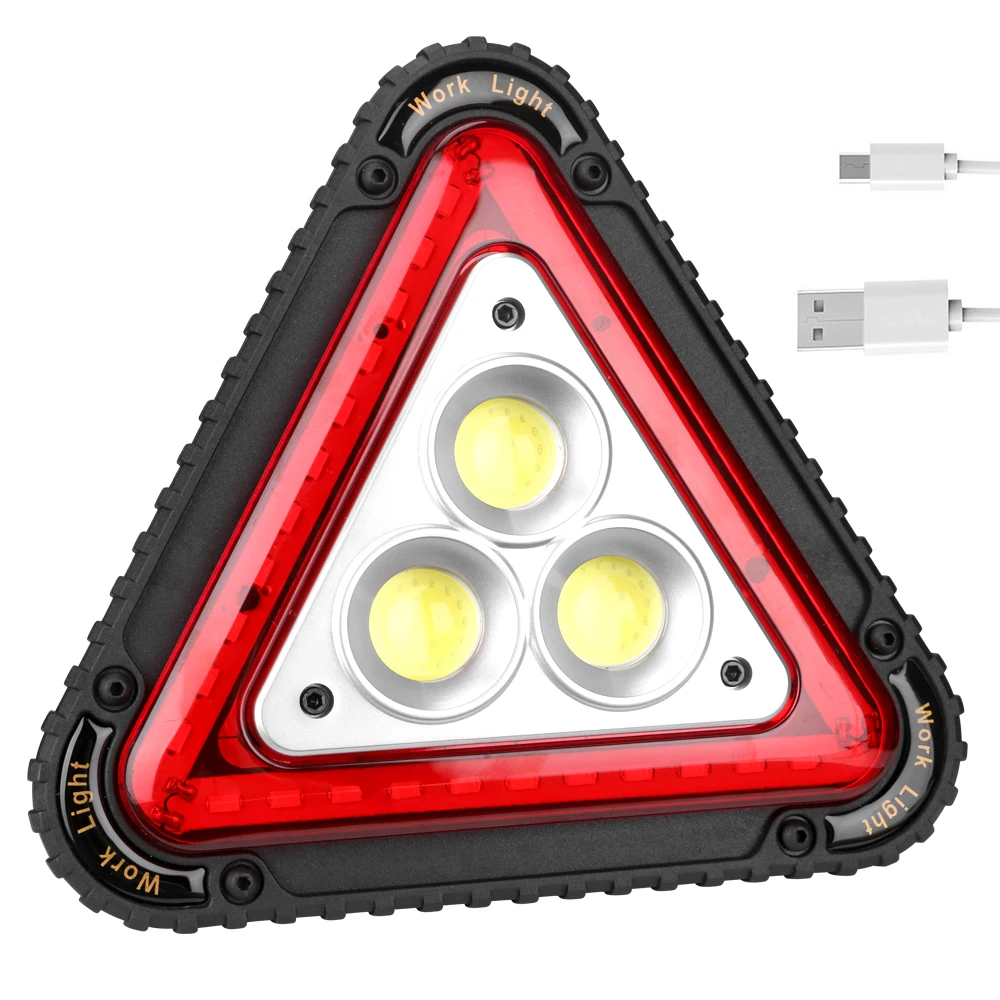 3COB+33LED Usb Worklight 4 modos de triângulo de Emergência Camping Lâmpada Recarregável por USB 