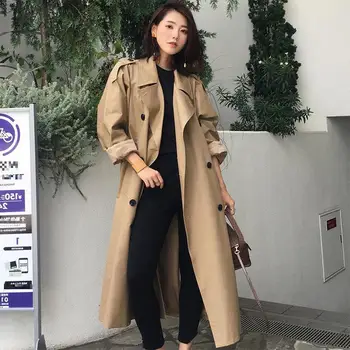 Women Trench Coat Double-breasted Long-style Windbreaker 2019 Autumn Solid Trench Women's Long Coats Long Turndown Collar Coat
Women Trench Coat Double-breasted Long-style Windbreaker 2019 Autumn Solid Trench Women's Long Coats Long Turndown Collar Coat