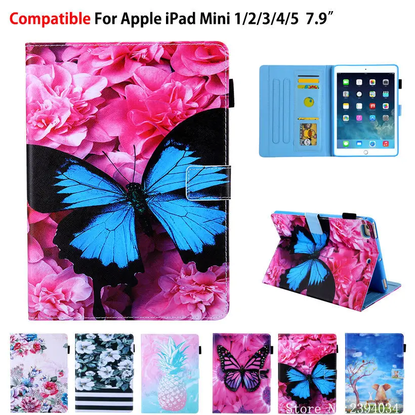 Чехол с принтом бабочки для iPad Mini 5 Mini5 7 9 "2019 4 3 2 1 умный чехол из искусственной