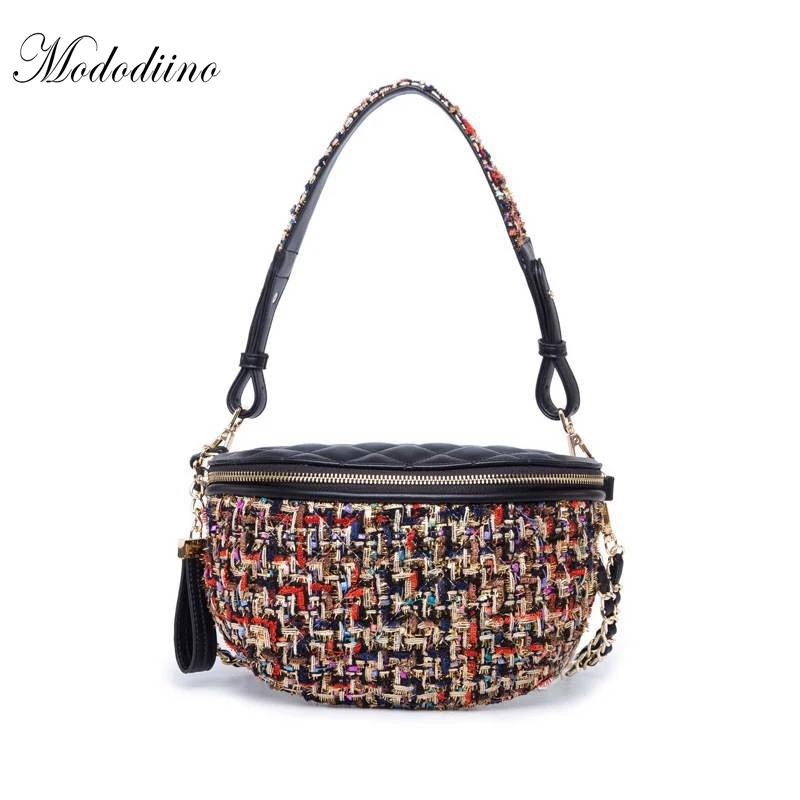 Mododiino Color Fiber Knit Women Waist Packs Fashion Design Shoulder Bags Simple PU Leather Waist Bag Vintage Chains Bag DNV0507
Mododiino Color Fiber Knit Women Waist Packs Fashion Design Shoulder Bags Simple PU Leather Waist Bag Vintage Chains Bag DNV0507