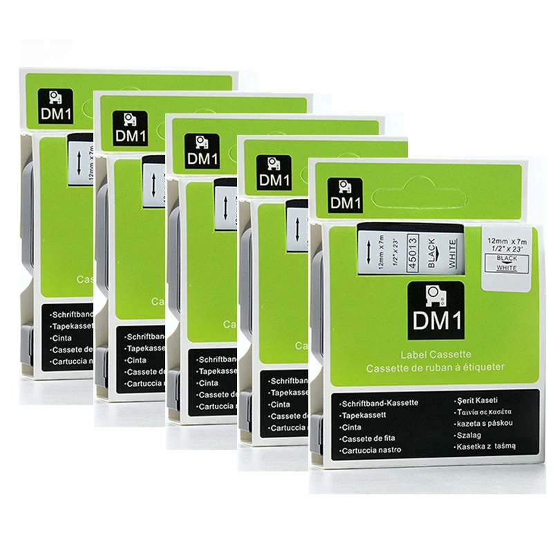5PK 45013 S0720530 Compatible Dymo D1 12mm Black on White Ribbons for Dymo Maker 45013 Label Tape Cartridges
5PK 45013 S0720530 Compatible Dymo D1 12mm Black on White Ribbons for Dymo Maker 45013 Label Tape Cartridges