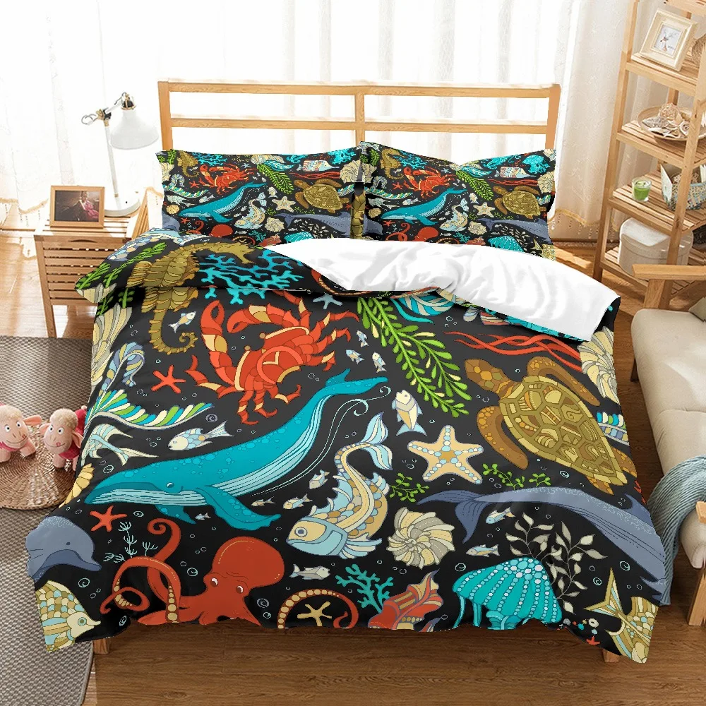 2/3Pcs Sea Life Animal Duvet Cover Set Dolphin Octopus Print Bed Linen Set Twin Full Queen King Size Family Winter Bedding Set
2/3Pcs Sea Life Animal Duvet Cover Set Dolphin Octopus Print Bed Linen Set Twin Full Queen King Size Family Winter Bedding Set