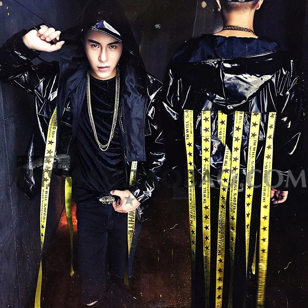 Nightclub male singer stage DJ bright leather jackets HipHop tide leather jacket tide men singer costumes clothing
Nightclub male singer stage DJ bright leather jackets HipHop tide leather jacket tide men singer costumes clothing