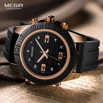 Megir Fashion Gold Men Sport Watches Mens LED Analog Digital Watch Army Military Leather Quartz Watch M9344 Relogio Masculino
Megir Fashion Gold Men Sport Watches Mens LED Analog Digital Watch Army Military Leather Quartz Watch M9344 Relogio Masculino