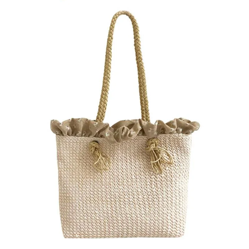 Retro Summer Women Durable Weave Big Beach Bag Shoulder Casual Rattan Straw Bags Bohemia Style Travel Totes Bag(Beige) | Багаж и сумки