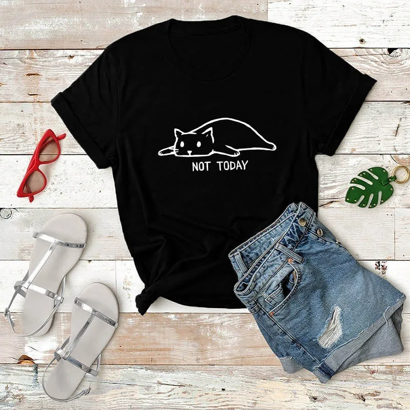 New Cat Print t shirt women Summer NOT TODAY Letter Cotton Harajuku Tops Tee shirt femme Casual Short Sleeve Couple Tshirt
New Cat Print t shirt women Summer NOT TODAY Letter Cotton Harajuku Tops Tee shirt femme Casual Short Sleeve Couple Tshirt