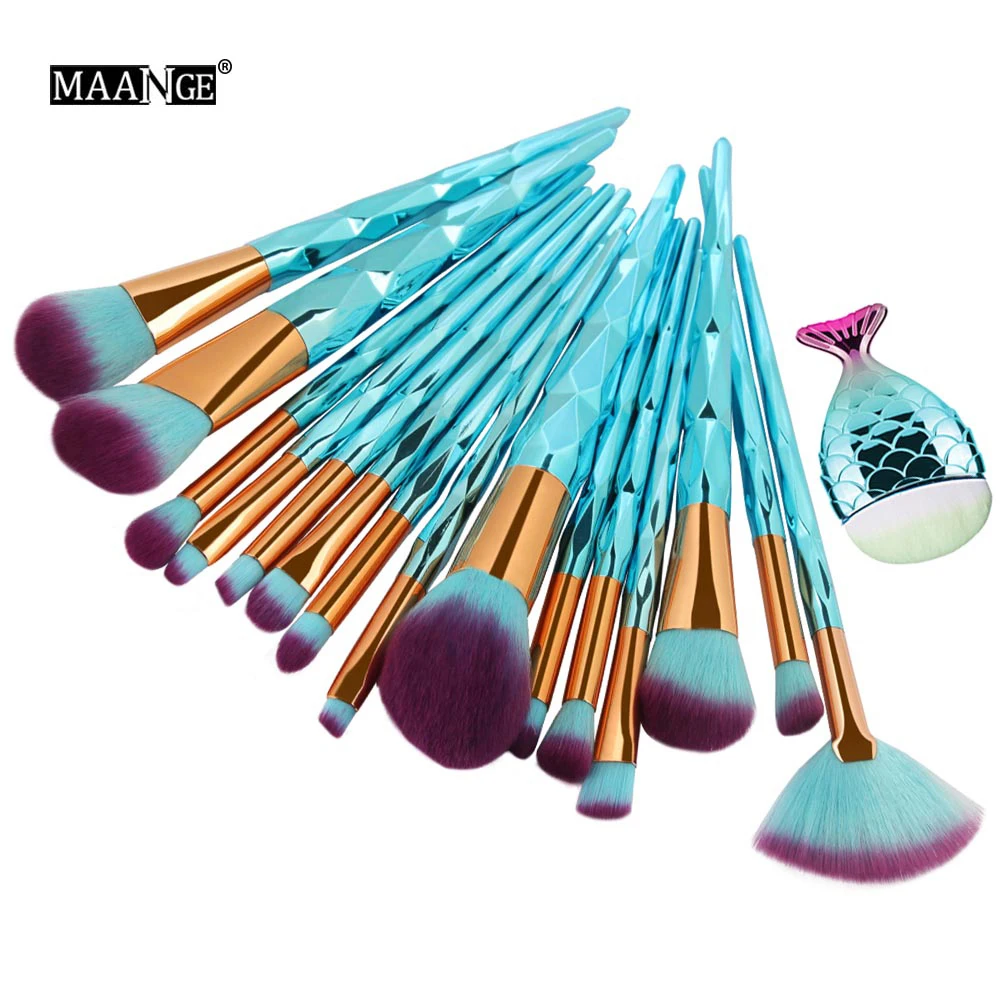 MAANGE 16PCS Makeup Brushes Set Mermaid Diamond Fishtail Powder Eyeshadow Foundation Concealer Lip Blush Cosmetic Makeup Tool
MAANGE 16PCS Makeup Brushes Set Mermaid Diamond Fishtail Powder Eyeshadow Foundation Concealer Lip Blush Cosmetic Makeup Tool