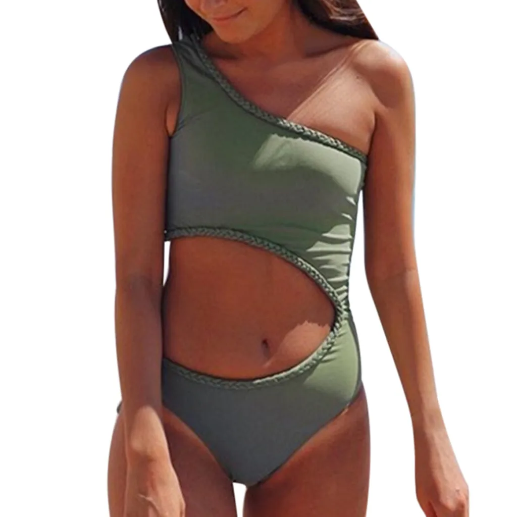 Women Solid One Shoulder One-PieceBikini Swimwear Bathing Swimsuit Beachwear Casual Fashion Summer Bademode Frauen
Women Solid One Shoulder One-PieceBikini Swimwear Bathing Swimsuit Beachwear Casual Fashion Summer Bademode Frauen