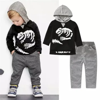 2018 New Autumn Boys Suit Children's Sweater Dinosaur Skeleton Pattern Hooded Long Sleeve Two-piece Leisure Casual Kids Clothing
2018 New Autumn Boys Suit Children's Sweater Dinosaur Skeleton Pattern Hooded Long Sleeve Two-piece Leisure Casual Kids Clothing