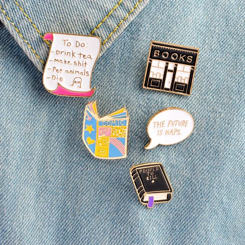 1pc Cartoon Enamel Pins Letter Message Bookstore Book Brooches Women Man Shirt Bag Hat Accessories Badge Collar Lapel Pins
1pc Cartoon Enamel Pins Letter Message Bookstore Book Brooches Women Man Shirt Bag Hat Accessories Badge Collar Lapel Pins