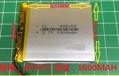 3.7v 1800mah 405055 polymer lithium ion li-po rechargeable battery for MP3 MP4 speaker gps toy
3.7v 1800mah 405055 polymer lithium ion li-po rechargeable battery for MP3 MP4 speaker gps toy