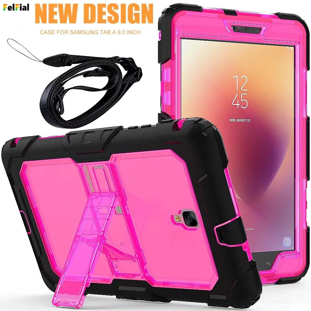 Case For Samsung Galaxy Tab A 8.0 T380 T385 3 Layers Shockproof Protective Armor Cover with Detachable Straps |