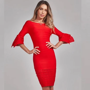New Arrival 2019 Women Summer Short Flare Sleeve Red Black Blue Bandage Dress Sexy jacquard Luxury Celebrity Party Vestido Festa
New Arrival 2019 Women Summer Short Flare Sleeve Red Black Blue Bandage Dress Sexy jacquard Luxury Celebrity Party Vestido Festa