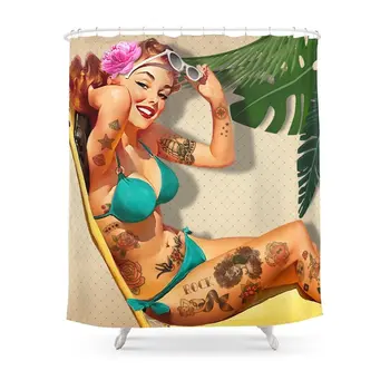 Beach Pin-up Shower CurtainSet Bath Curtain For Bathroom With Non-slip Floor Mat
Beach Pin-up Shower CurtainSet Bath Curtain For Bathroom With Non-slip Floor Mat