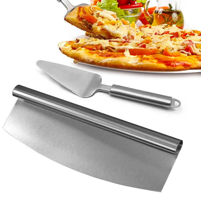 12-in Pizza Cutter and Pie Server set of 2, Stainless Steel Slicer Knife - Rocker Style - Oven Accessories Kitchen Gadget
12-in Pizza Cutter and Pie Server set of 2, Stainless Steel Slicer Knife - Rocker Style - Oven Accessories Kitchen Gadget