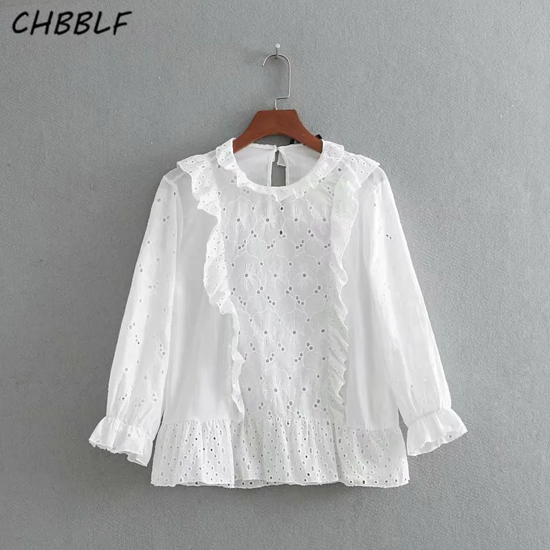 CHBBLF women sweet ruffled blouses embroidery hollow out eyelet pleated shirts ladies white summer cute tops blusas CDC8735
CHBBLF women sweet ruffled blouses embroidery hollow out eyelet pleated shirts ladies white summer cute tops blusas CDC8735