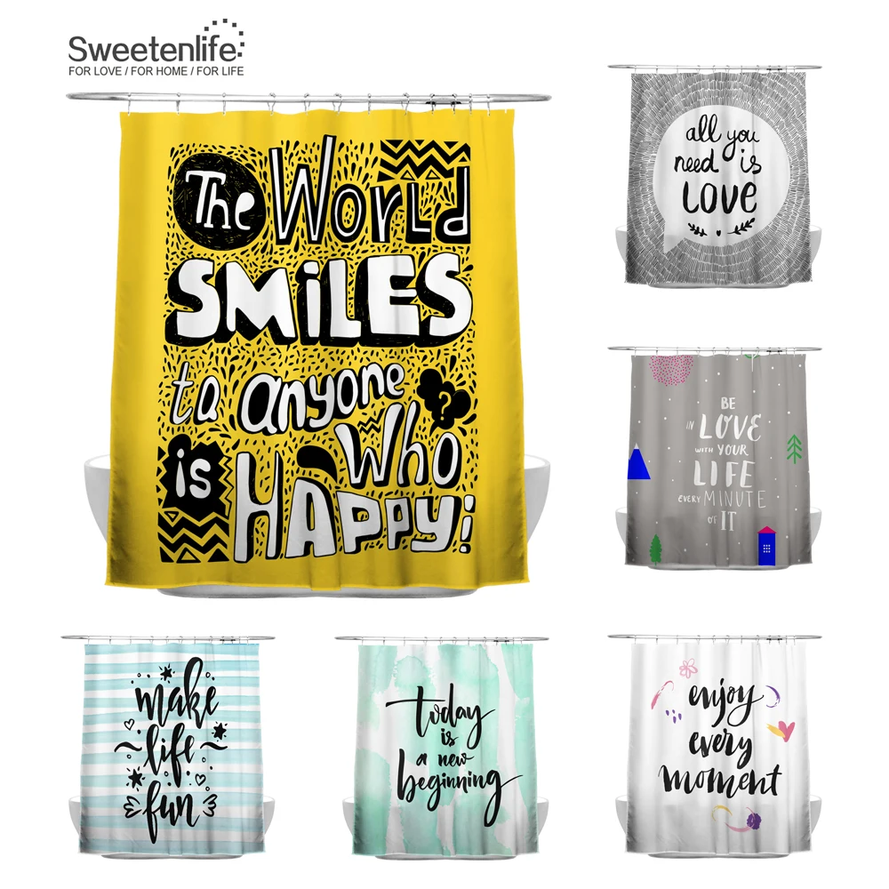 Sweetenlife 180x200cm Shower Curtain English Sentences Waterproof Curtain High Quality Polyester Bathroom Curtain Drop Shipping
Sweetenlife 180x200cm Shower Curtain English Sentences Waterproof Curtain High Quality Polyester Bathroom Curtain Drop Shipping