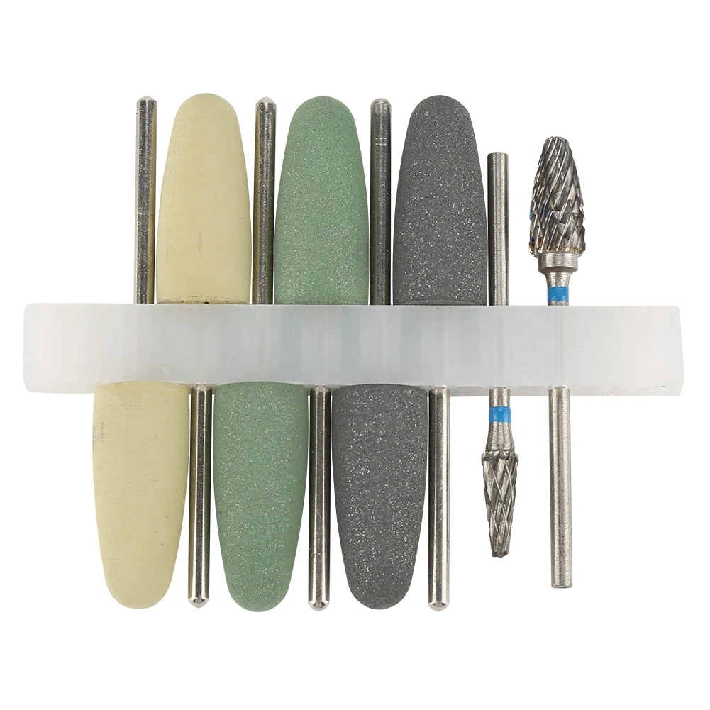 8pcs Dental Rotary Silicone Resin Base Acrylic Polishing Burs Kit with Tungsten Steel Grinding
8pcs Dental Rotary Silicone Resin Base Acrylic Polishing Burs Kit with Tungsten Steel Grinding
