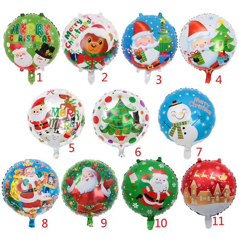 

18 inch Round Ball Santa Claus foil balloons merry Christmas decor helium inflatable balloon Tree Xmas toy candy cane sled gifts