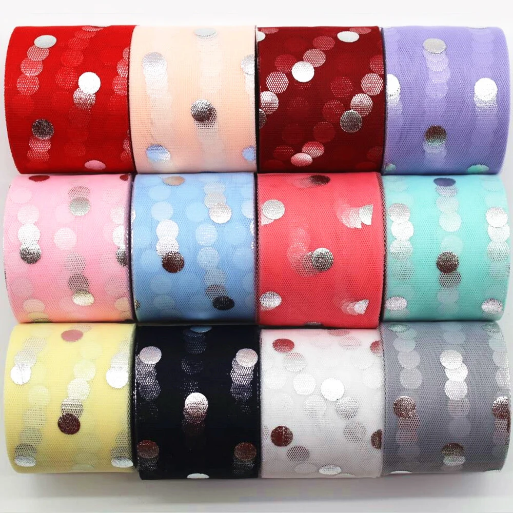 6cm /10cm 25 yards / volume Large dot silver tulle roll ribbon DIY handmade material headband tutu skirt doll Ribbon side 60mm
6cm /10cm 25 yards / volume Large dot silver tulle roll ribbon DIY handmade material headband tutu skirt doll Ribbon side 60mm