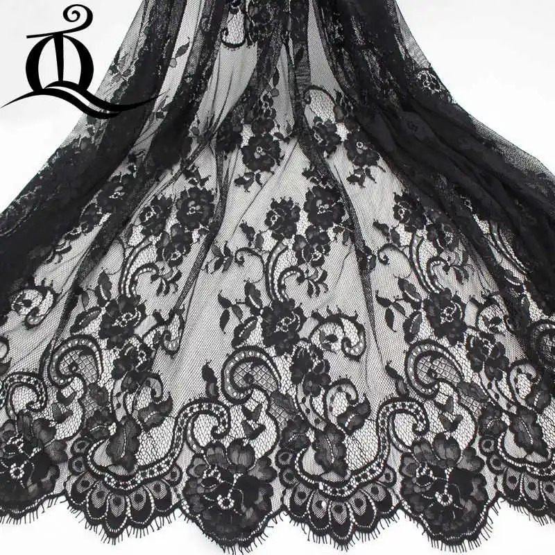 50*145cm elegant fine workmanship tulle mesh embroidered bright black wedding lace fabric with cording bridal gown lace dress 19
50*145cm elegant fine workmanship tulle mesh embroidered bright black wedding lace fabric with cording bridal gown lace dress 19