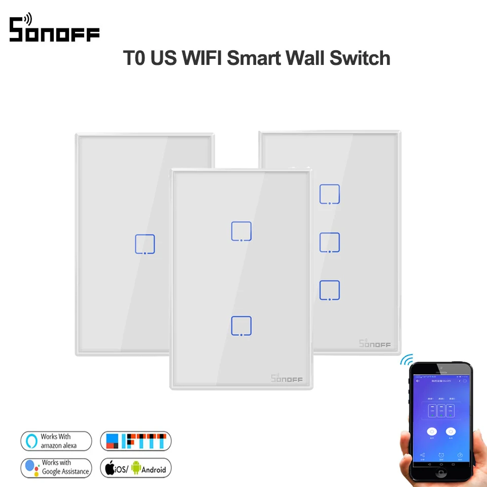 Sonoff T0 US 1 2 3gang WiFi Smart Wall Touch Light Switch Wireless Remote Light Smart Home Controller Support Alexa Google Home
Sonoff T0 US 1 2 3gang WiFi Smart Wall Touch Light Switch Wireless Remote Light Smart Home Controller Support Alexa Google Home
