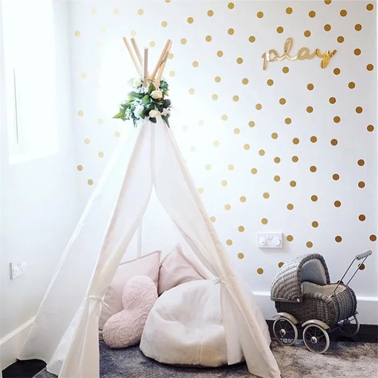 Gold Polka Dots Wall Stickers Children'S Room Decor