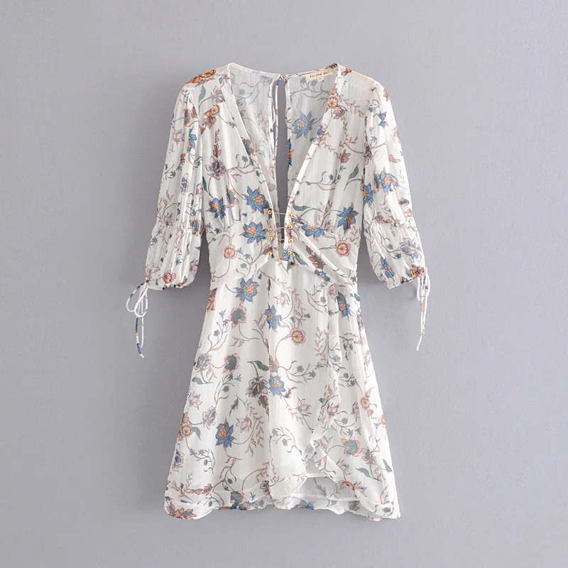 2019 Summer White Floral Print Boho Chic Beach Dresses Women Casual 3/4 sleeve V neck Ruffles Mini Dress Female vestidos#C942
2019 Summer White Floral Print Boho Chic Beach Dresses Women Casual 3/4 sleeve V neck Ruffles Mini Dress Female vestidos#C942