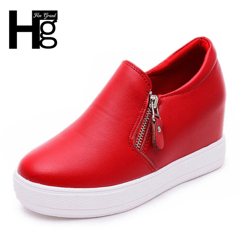 HEE GRAND 2017 Women Pumps PU Leather Ankle Casual Height Increasing High Heels Platform Shoes Thick Bottom Woman XWD2455 | Обувь