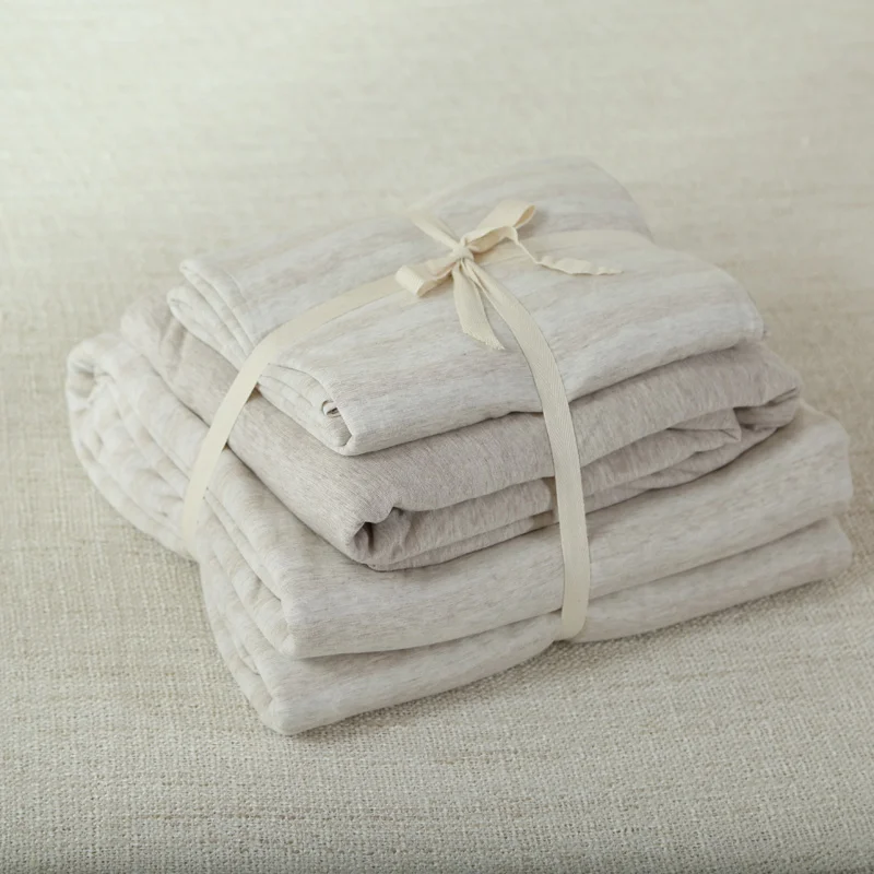 100% Cotton Jersey Knitted sheets 4pcs light coffee stripe quilt cover set with 150 180cm fitted sheet
100% Cotton Jersey Knitted sheets 4pcs light coffee stripe quilt cover set with 150 180cm fitted sheet