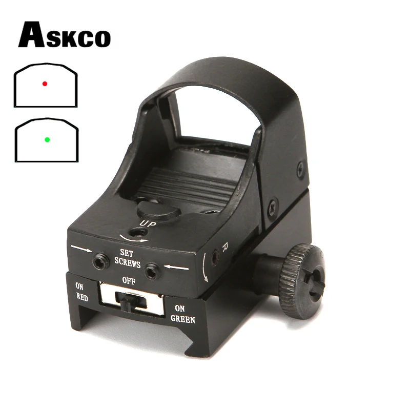 Askco Red and Green Dot Sight Scope Tactical Mini Weapon Gun Sight Holographic Red Green Dot Reflex Sight For Riflescope Hunting 
Askco Red and Green Dot Sight Scope Tactical Mini Weapon Gun Sight Holographic Red Green Dot Reflex Sight For Riflescope Hunting