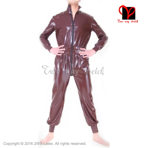 Sexy Brown Wide Latex Catsuit Rubber Body Suit Zentai Gummi Unitard long sleeves front zip overall narrow cuffs LT-114 
Sexy Brown Wide Latex Catsuit Rubber Body Suit Zentai Gummi Unitard long sleeves front zip overall narrow cuffs LT-114