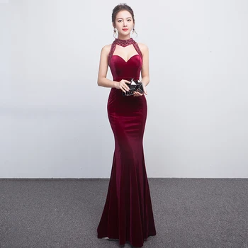 Sexy Backless Women Evening Prom Dress Elegant Full Length Mermaid Qipao Autumn Winter Velvet Cheongsam Wedding Vestidos S-XXL
Sexy Backless Women Evening Prom Dress Elegant Full Length Mermaid Qipao Autumn Winter Velvet Cheongsam Wedding Vestidos S-XXL