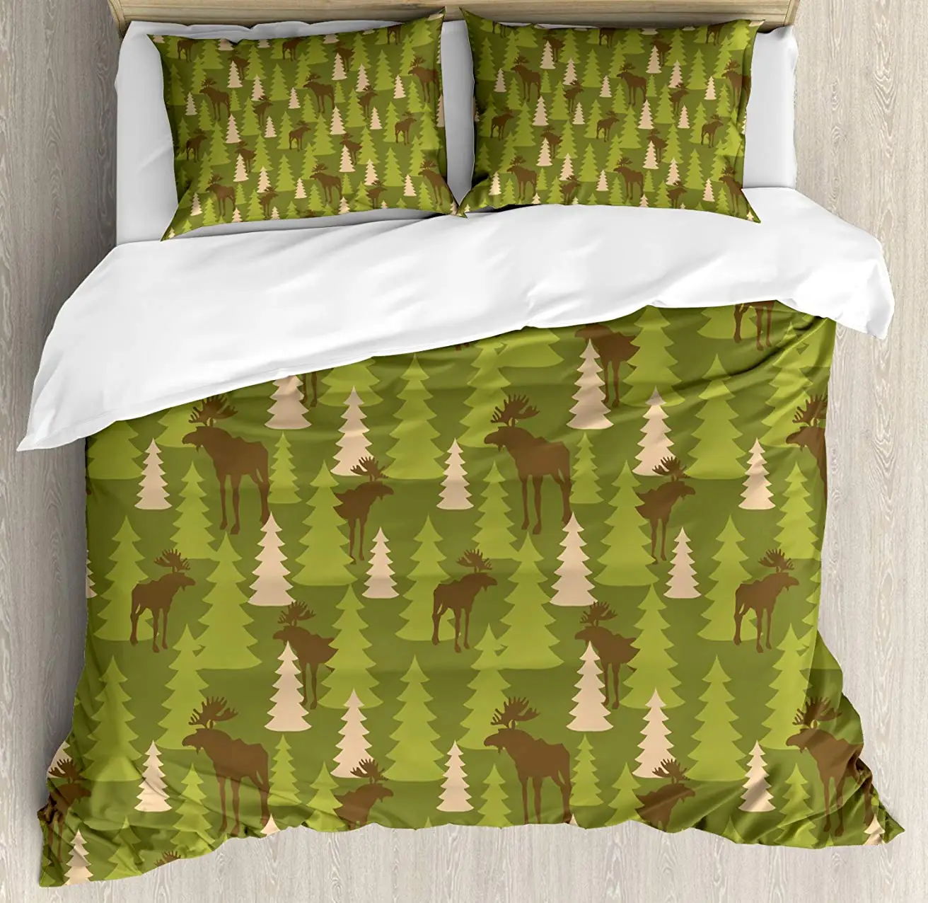 Deer Duvet Cover Set Animals in the Forrest Mooses and Pine Trees Pattern Canada Foliage Mammal Design 3 Piece Bedding Set
Deer Duvet Cover Set Animals in the Forrest Mooses and Pine Trees Pattern Canada Foliage Mammal Design 3 Piece Bedding Set