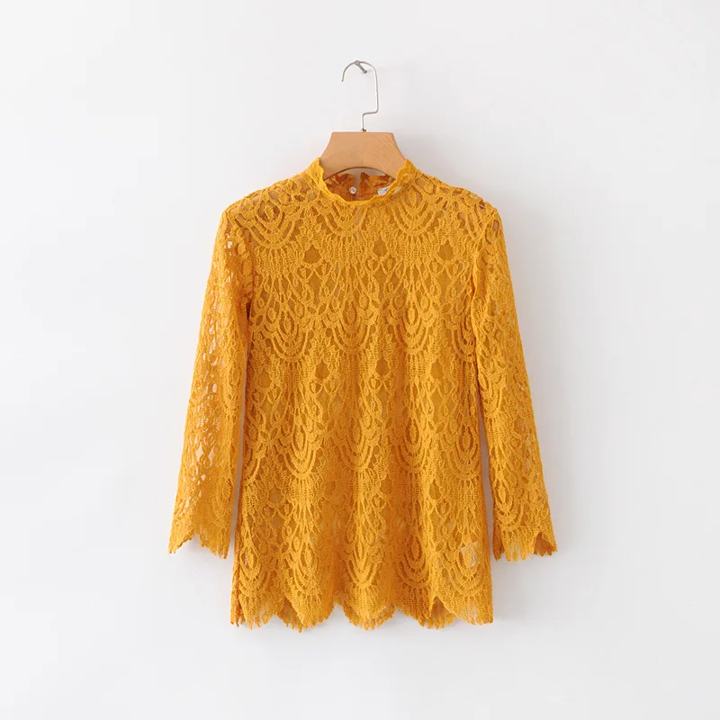 CS134 Women Solid Color Stand Collar Hollow Out Lace Shirts Ladies Candy Color Blouse Tops
CS134 Women Solid Color Stand Collar Hollow Out Lace Shirts Ladies Candy Color Blouse Tops