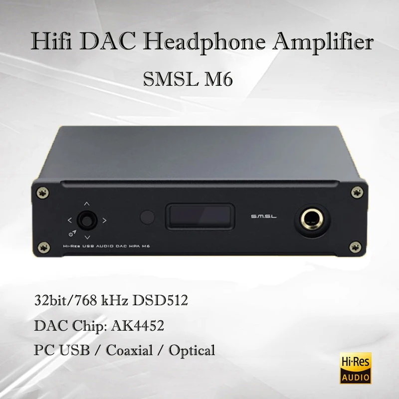 SMSL M6 USB DAC Audio Amp Hifi Headphone amplifier Dac AK4452 Audio Decoder Amplifiers Headphone DSD512 Optical Coaxial input
SMSL M6 USB DAC Audio Amp Hifi Headphone amplifier Dac AK4452 Audio Decoder Amplifiers Headphone DSD512 Optical Coaxial input