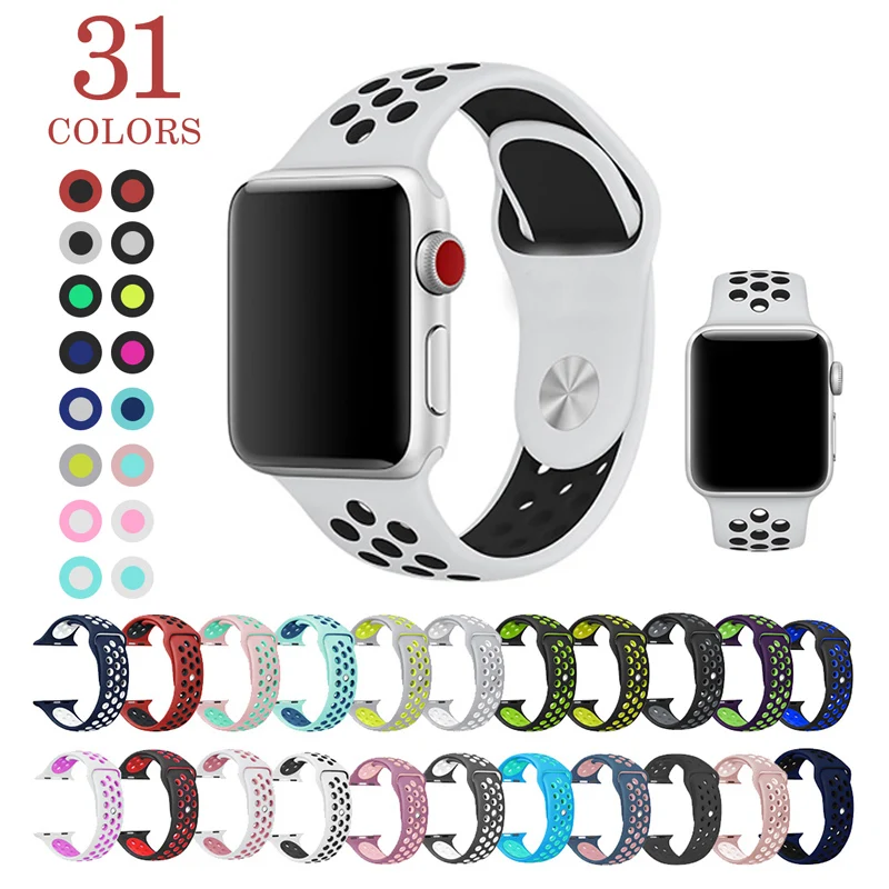 For Apple Watch Series with Light Flexible Breathable Silicone 42mm 38mm Strap for iWatch Sport Band 31 colors Sports Wristbands
For Apple Watch Series with Light Flexible Breathable Silicone 42mm 38mm Strap for iWatch Sport Band 31 colors Sports Wristbands
