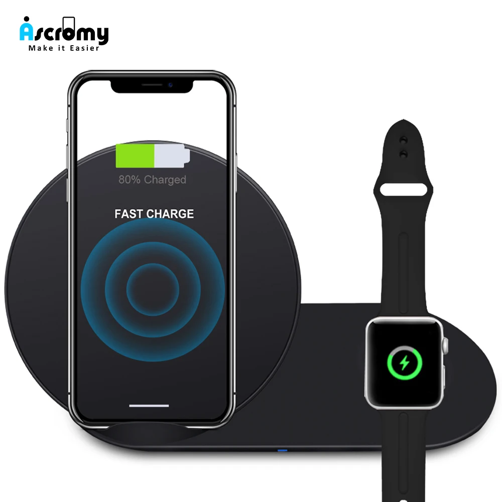 Ascromy 2 in 1 Wireless Charger For iPhone XS Max XR 8 Plus XS X Holder For Apple Watch Series 4 3 2 Fast Qi Chargeur Induction
Ascromy 2 in 1 Wireless Charger For iPhone XS Max XR 8 Plus XS X Holder For Apple Watch Series 4 3 2 Fast Qi Chargeur Induction