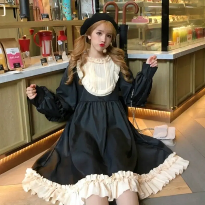 Japanese Softsister Lolita Dress Black Ruffle Sleeve Princess Dress Spring Daily Full Sleeve Dresses
Japanese Softsister Lolita Dress Black Ruffle Sleeve Princess Dress Spring Daily Full Sleeve Dresses
