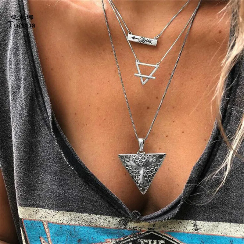 Tocona Vintage Antique Silver Triangle Pendant Chokers Necklaces Multi Layer Alloy Necklace Collar for Women Jewelry 6220
Tocona Vintage Antique Silver Triangle Pendant Chokers Necklaces Multi Layer Alloy Necklace Collar for Women Jewelry 6220