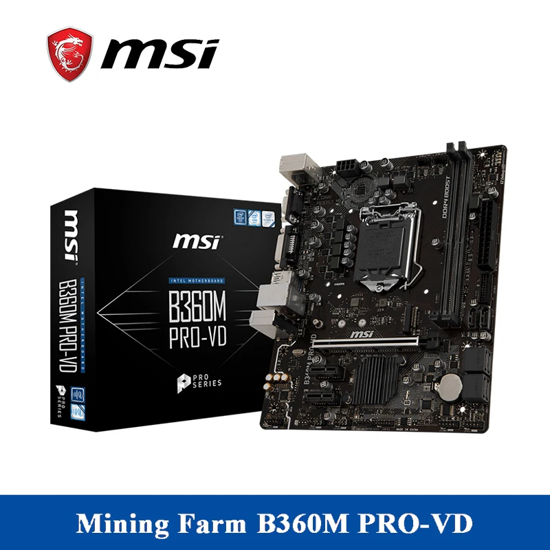

msi B360M PRO-VD материнская плата 32GB 6*SATA 6Gb/s LGA 1151 DCI-D/VGA 8-Channel 7.1 HD Audio DDR4 Realtek 8111H Gigabit LAN