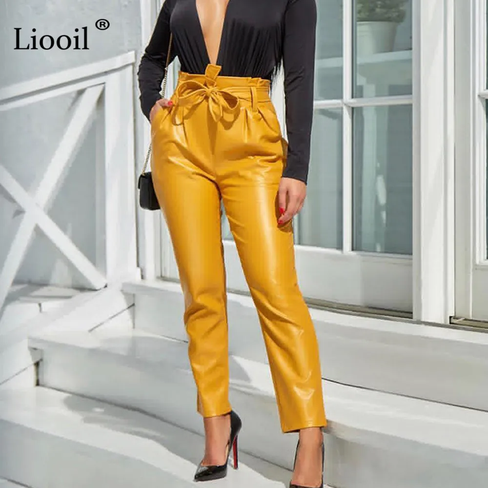 Liooil Gold Silver PU Leather Pants Women Clothes 2019 Summer High Waist Pencil Pant Drawstring Pocket Party Pantalones Trousers
Liooil Gold Silver PU Leather Pants Women Clothes 2019 Summer High Waist Pencil Pant Drawstring Pocket Party Pantalones Trousers